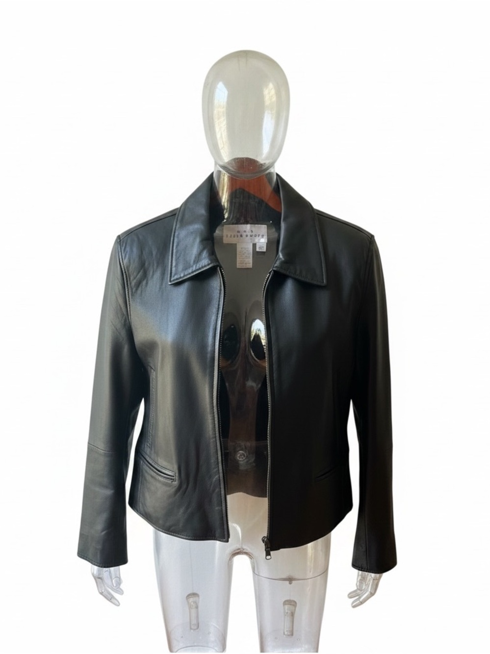 Eddie Bauer Black Leather Zip Jacket